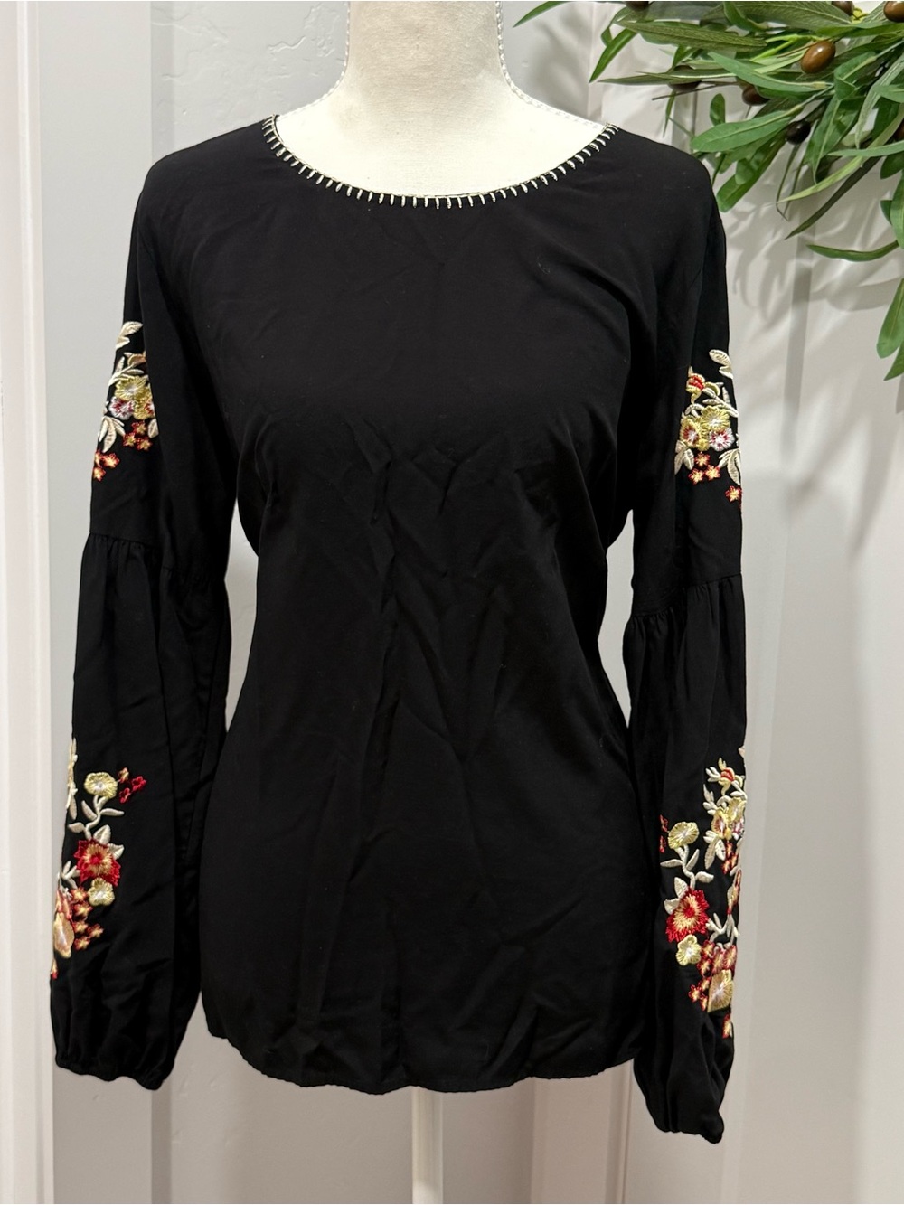 Embroidered Black Women's Top